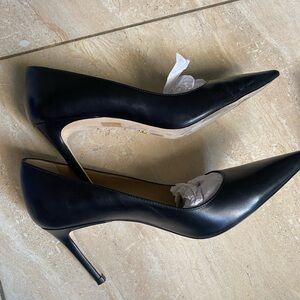 Stuart Weitzman Black Pointed-Toe Stiletto Pumps
